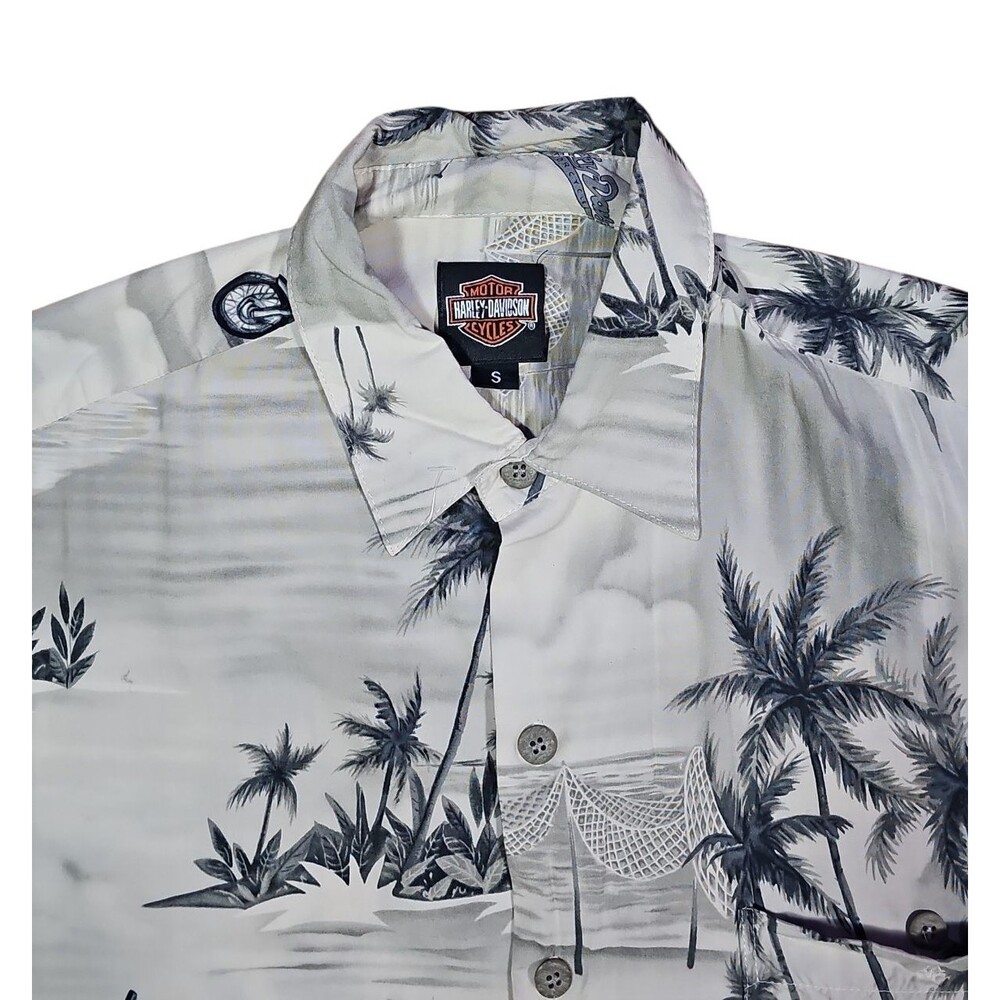 Harley Davidson x Tori Richard VTG Hawaiin Button up SS Mens Size S Made In USA